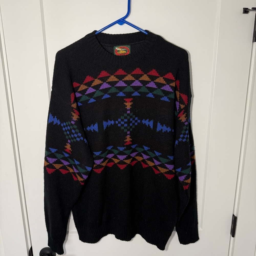 Vintage Alps Fine Apparel for Men. Aztec Print Wool Sweater. Made in USA